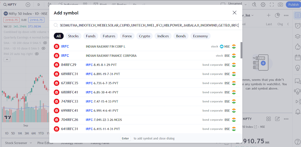 Update Trading View Wachlist